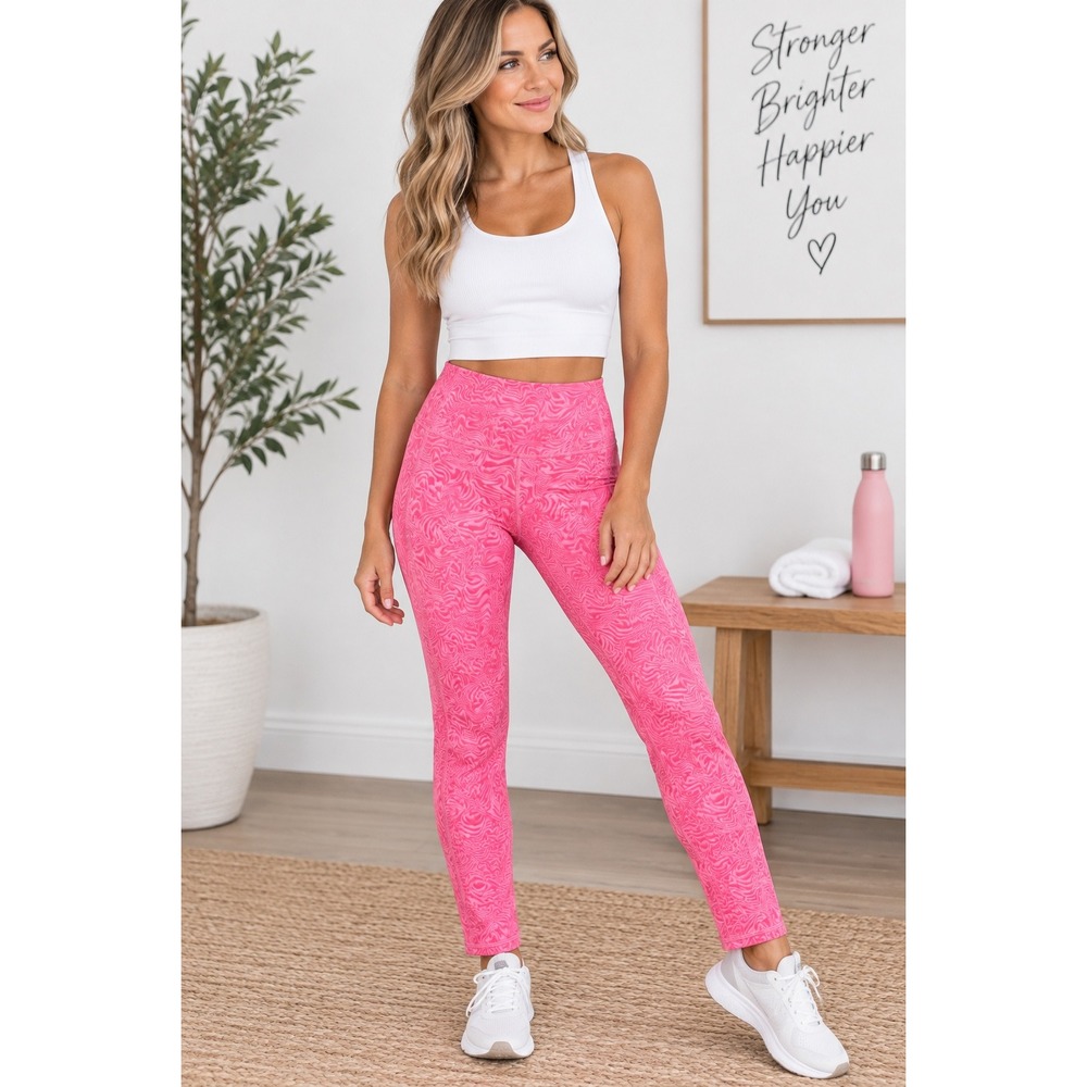 NWT Under Armour Women S Pink Marbled Print Performance Leggings Workout Yoga
